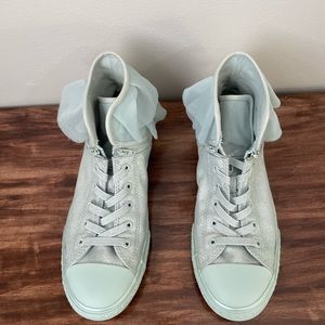 Converse Girls All Star Glitter Mint High Top Ruffle Sneakers Shoes Size 6